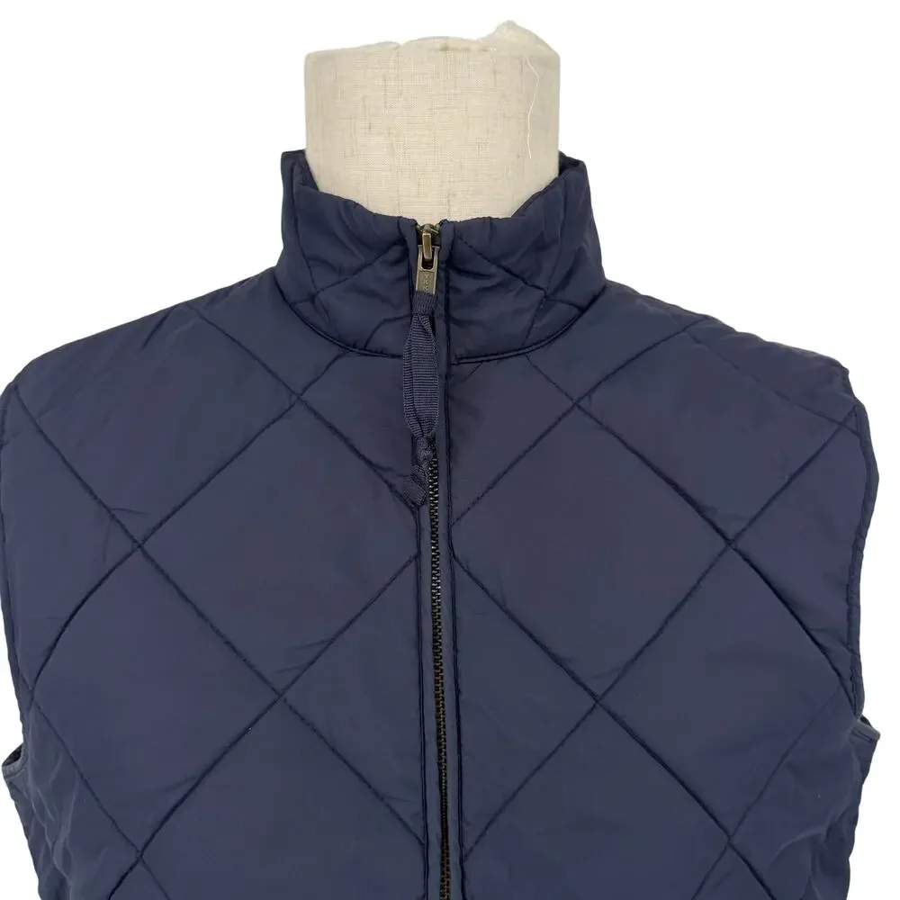 J.Crew Men's Quilted Walker Vest Navy Blue Zipper Front Size M Casual
